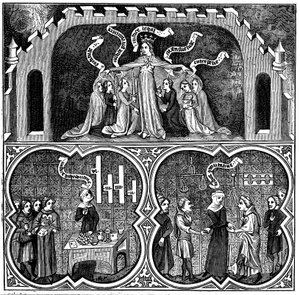 Oikeudenmukaisuuden allegoria, Aristoteleen etiikka, 1300-luku tekijältä Unbekannt