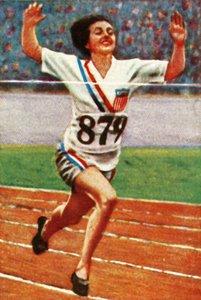 Amerikkalainen urheilija Betty Robinson, naisten 100 metrin voittaja, 1928. tekijältä Unbekannt