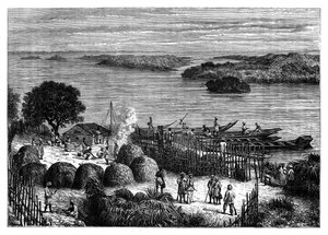 Leirintäalue Kongo-joella, Afrikassa, v. 1890 tekijältä Unbekannt
