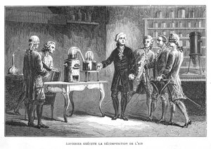 Antoine Laurent Lavoisier, ranskalainen kemisti, esittelee hapen löytöään, 1776 1874 tekijältä Unbekannt
