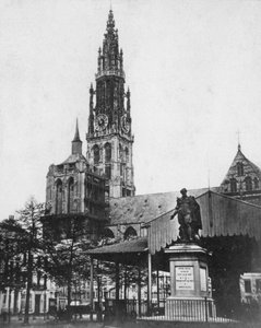 Antwerpenin katedraali ja taiteilija Peter Paul Rubensin patsas, Belgia, 1867 tekijältä Unbekannt