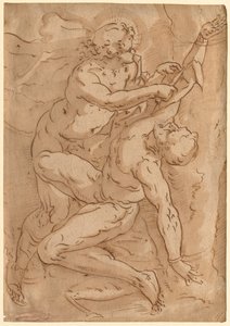Apollo Flaying Marsyas recto Kaksi luonnosta äidistä ja lapsesta verso, 1500-luku. tekijältä Unbekannt