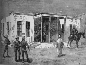 Arabiksen vankila Abbassieh-kasarmissa, vuodelta 1882 tekijältä Unbekannt