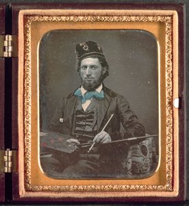 Taiteilija palettinsa ja siveltimiensä kanssa, n. 1850-luku. tekijältä Unbekannt