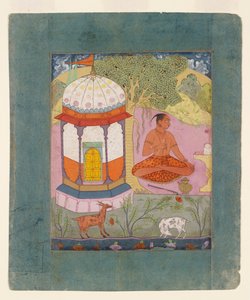 Askeettinen maisemassa, havainnollistaa musiikillista tilaa Bangali Ragini, c1675 tekijältä Unbekannt