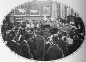 Huutokauppa käynnissä Phillips Auctioneersissa, Lontoossa, c1901 1901 tekijältä Unbekannt