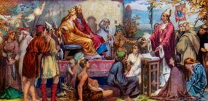 Augustinus saarnaa Ethelbertille ja Berthalle, 1925 tekijältä Unbekannt