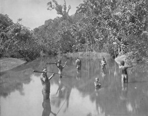 Australian aboriginaalit Spearing Fish, 1800-luku tekijältä Unbekannt