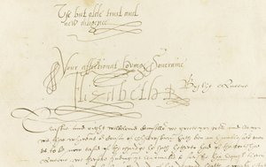 Kuningatar Elisabet I:n nimikirjoituskirje Marylle, Skotlannin kuningattarelle, 1584 tekijältä Unbekannt