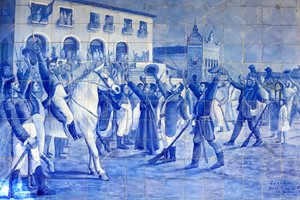 Azulejo-mosaiikki, joka kuvaa cachoeiralaisia kannustamassa prinssi Pedroa, joka johti Brasilian itsenäisyyteen, Cachoeira, Brasilia tekijältä Unbekannt