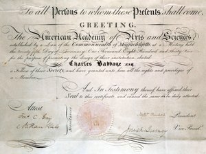 Babbage Diplomi American Academy of Arts and Sciences -akatemiasta tekijältä Unbekannt