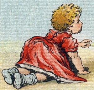 Vauva. Kaiverrus "Alphabet de ma petite fille". Bernardin-Bechet ja Fils, kirjakauppias-kustantajat, Pariisi, noin 1895. Rikkoutumaton albumi kankaalle. Bibliotheque des Bebes. 12 sivua. Albumi, joka sisältää lukumenetelmän ja havainnollisen abeceedaryn. K tekijältä Unbekannt