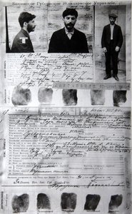 Poliittisen rikollisen J Jugashvili Stalinin Baku poliisimuoto, 1910 tekijältä Unbekannt
