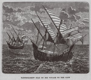 Bartholomew Diaz matkallaan Etelä-Afrikkaan, 1878 tekijältä Unbekannt
