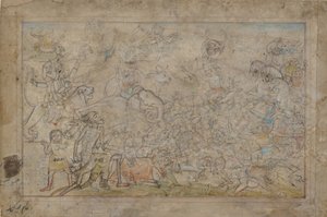 Taistelukohtaus Devi Mahatmyasta, 1700-luvun loppu. tekijältä Unbekannt