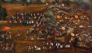 Taistelu persialaisten ja venäläisten välillä lähellä Sultanabadia, 13. helmikuuta 1812 c1815 tekijältä Unbekannt