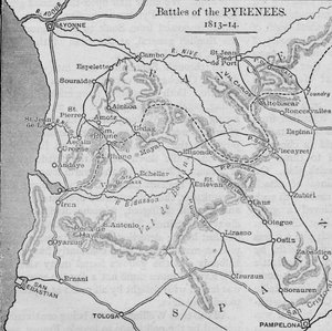 Pyreneiden taistelut: Luonnoskartta, 1902 tekijältä Unbekannt