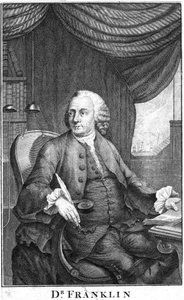 Benjamin Franklin, amerikkalainen tiedemies, keksijä ja valtiomies, 1700-luvun loppu tekijältä Unbekannt