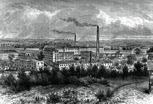 Bessbrook Mills and village, County Armagh, Irlanti, 1880 tekijältä Unbekannt