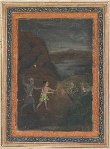 Bhils metsästää peuroja yöllä, 1700-luku. tekijältä Unbekannt