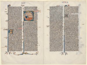 Bifolium Raamatusta: Alkuperäinen E[t factum est] Hesekielin kanssa, n. 1290. tekijältä Unbekannt