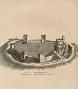 Lintuperspektiivinäkymä Oxfordin linnasta Oxfordshiressä, 1800 tekijältä Unbekannt