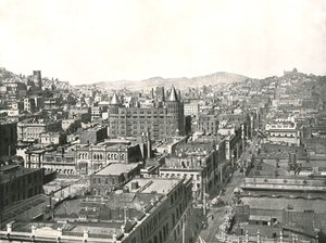 Lintuperspektiivinäkymä Chronicle Buildingin tornista, San Francisco, USA, 1895. tekijältä Unbekannt