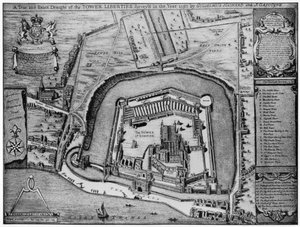 Lintuperspektiivistä Tower ja Liberties, sellaisina kuin ne ilmestyivät vuonna 1597, Lontoo, 1900-luku. tekijältä Unbekannt