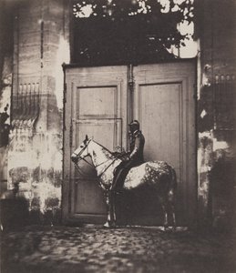 Musta ratsumies oven edessä, n. 1855. tekijältä Unbekannt