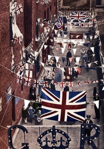 Blackfriars, Lontoo, koristeltu kuningas Yrjö VI:n kruunajaisiksi, 1937 tekijältä Unbekannt