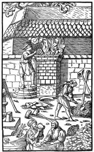 Masuuni rautamalmin sulatukseen, 1556 tekijältä Unbekannt