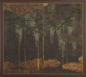 Kukkiva wisteria bambusäleikkössä, Momoyama-kausi, 1500-1600-luku. tekijältä Unbekannt