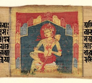 Bodhisattva vuoristoluolassa soittamassa kielisoittimella Vina..., n. 1090. tekijältä Unbekannt