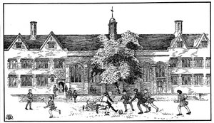 Tudor-ajan pojat pelasivat jalkapalloa Berkhamsted Grammar Schoolissa Hertfordshiressa tekijältä Unbekannt