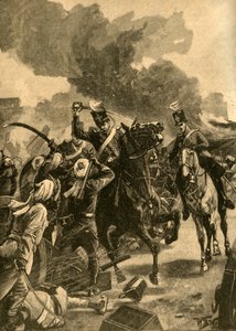 Brittikenraali Joseph Thackwell Sobraonin taistelussa, Punjab, Intia, 1846 c1890. tekijältä Unbekannt