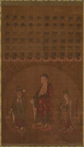 Buda Amitabha amb dos bodhisattvas assistents, 1200. finlandès tekijältä Unbekannt