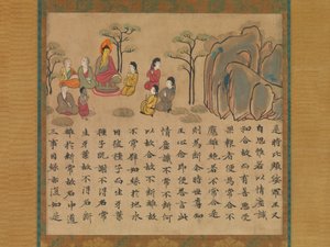 Buddha Preaching, osa kuvitetusta sutrasta menneisyydestä ja nykyhetkestä..., 800-luvun puoliväli. tekijältä Unbekannt