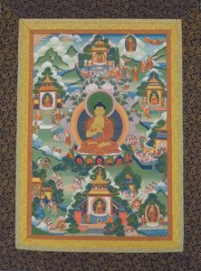 Buddha istuu lootusjalustalla, 1800-luku. tekijältä Unbekannt