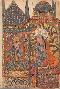 Nushirvan kutsuu Burzuyehin palattuaan Intiasta, Folio Kalilasta..., 1700-luvulla. tekijältä Unbekannt