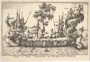 Calais ja Zetes, jota johtivat Boreas ja Oreithyia Calais e Zeti condotti da Borea et Oritia, w..., 1664. tekijältä Unbekannt