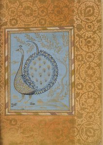 Kalligrafinen sävellys riikinkukon muodossa, Folio Bellini-albumista, n. 1600. tekijältä Unbekannt