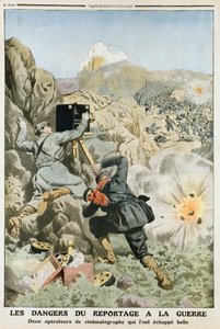 Kameramiehet tulituksen alla kuvattaessa ensimmäisessä Balkanin sodassa, 1912 tekijältä Unbekannt