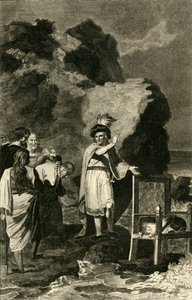 Kanuutti nuhtelee hovimiehiä, 1700-1800-luku. tekijältä Unbekannt