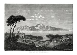 Capri nähtynä Massa Lubrensesta, Italiasta, 1879 tekijältä Unbekannt