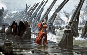 Kardinaali Richelieu La Rochellen piirityksessä, 1628 1900-luvun alussa tekijältä Unbekannt