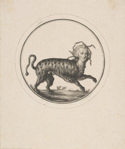 Karikatyyri, jossa Marie Antoinette näkyy leopardina, 1700-luku. tekijältä Unbekannt