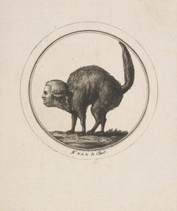 Karikatyyri, jossa näkyy Comte de Provence kissana, 1700-luku. tekijältä Unbekannt