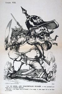 Karikatyyri Wilhelm I:stä Preussista, Ranskan ja Preussin sota, 1870-1871. tekijältä Unbekannt