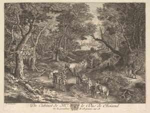 Kärryt polulla metsän läpi maalauksen jälkeen Duc de Choiseulin kokoelmassa, 1771. tekijältä Unbekannt