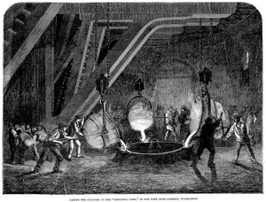 Britannia Pressin sylinterin valu Bank Quay Foundryssa, Warrington, 1851 tekijältä Unbekannt